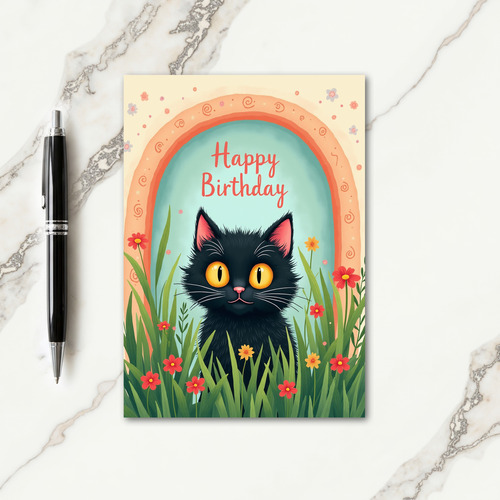 Polka Dot Fluffy Cat Arch Card