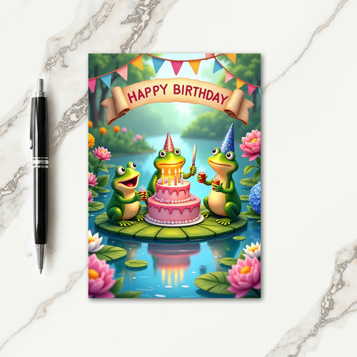 Polka Dot Frog Party Card