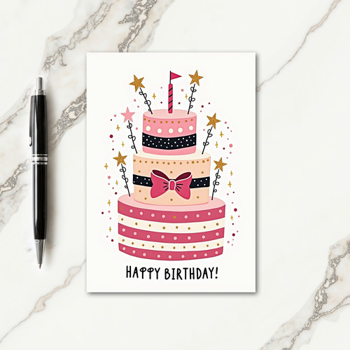 Polka Dot Gold Cake Card