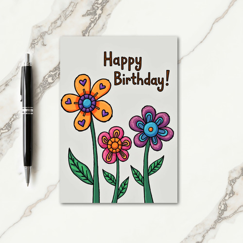 Polka Dot Happy Flower Card