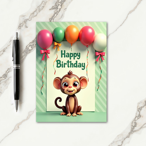 Polka Dot Happy Primate Birthday Card