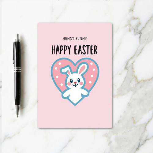 Polka Dot Heart Bunny Card