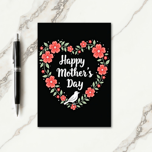 Polka Dot Heart Floral Card