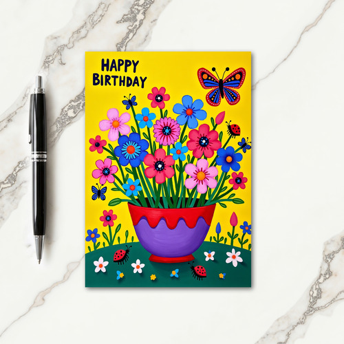 Polka Dot Joyful Flowers Card