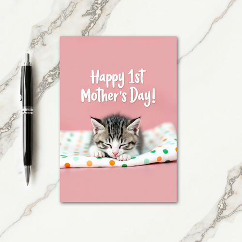 Polka Dot Kitten Nap Card