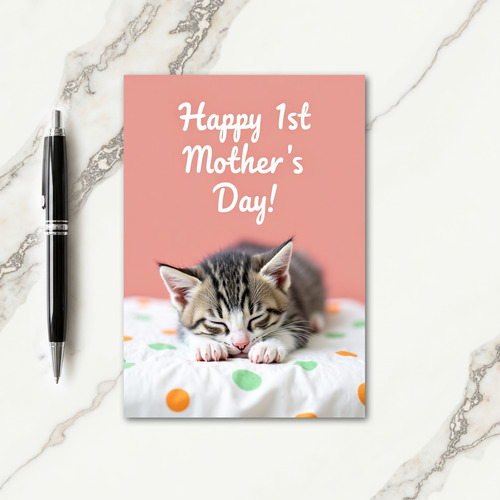 Polka Dot Kitten Naptime Card