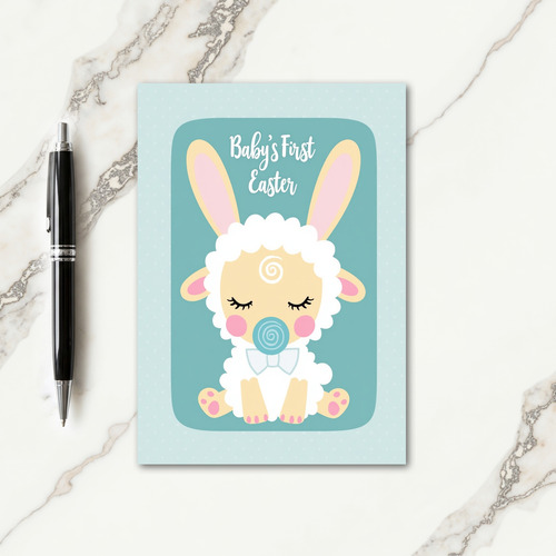Polka Dot Lamb Baby Card