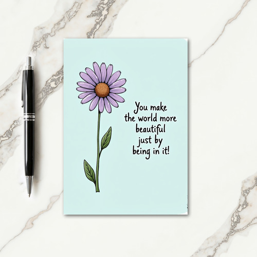 Polka Dot Lavender Flower Card