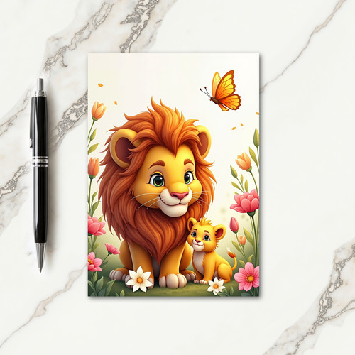 Polka Dot Lion Family Card