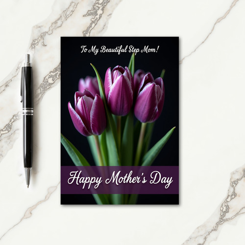 Polka Dot Magenta Tulip Card