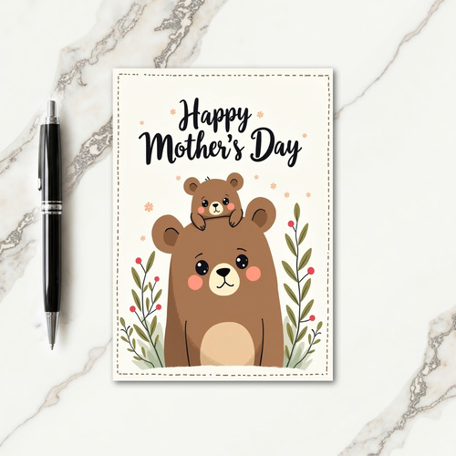 Polka Dot Mama Bear Day Card