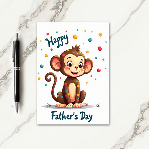 Polka Dot Monkey Fathers Day Card