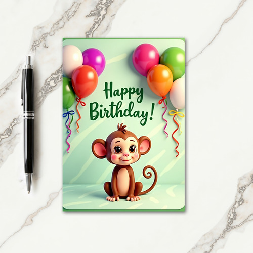 Polka Dot Monkey Joy Card