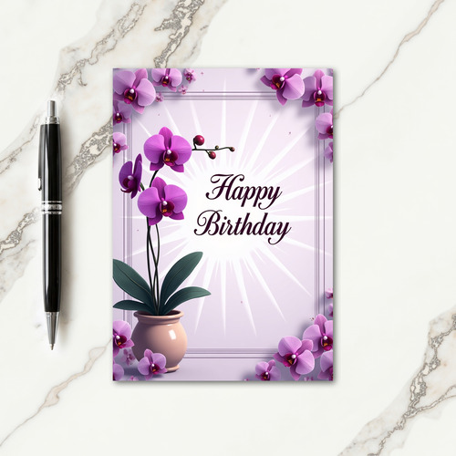 Polka Dot Orchid Bloom Card