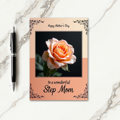 Polka Dot Peach Rose Art Card