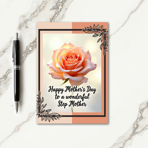 Polka Dot Peach Rose Bloom Card