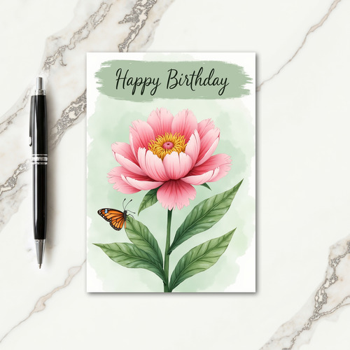 Polka Dot Pink Bloom Insect Card