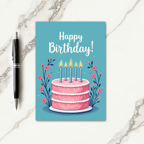 Polka Dot Pink Cake Card