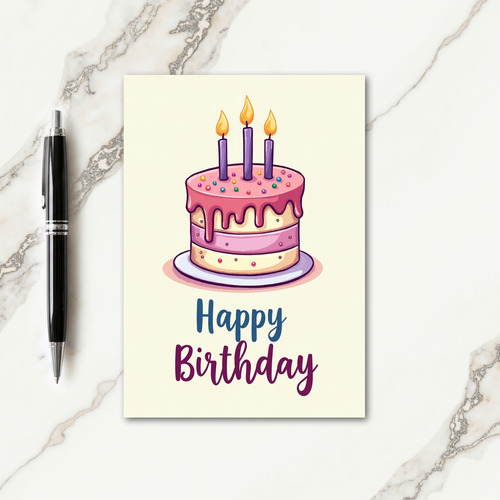 Polka Dot Pink Cake Celebration Card