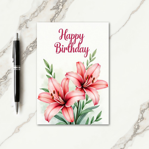 Polka Dot Pink Floral Celebration Card