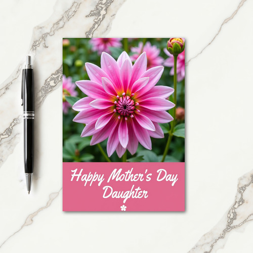 Polka Dot Pink Flower Card