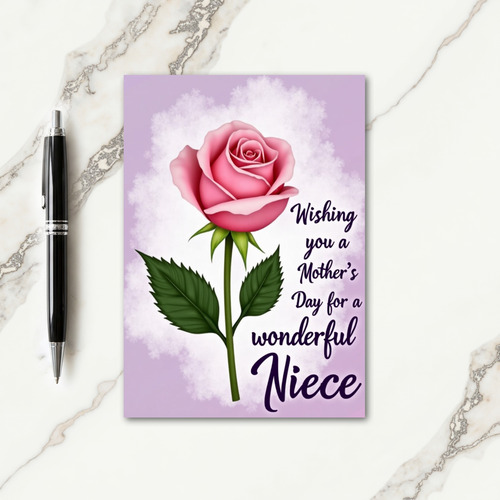 Polka Dot Pink Rose Card