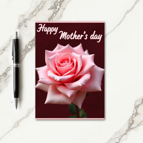 Polka Dot Pink Rose Greeting Card