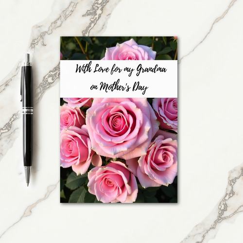 Polka Dot Pink Rose Message Card
