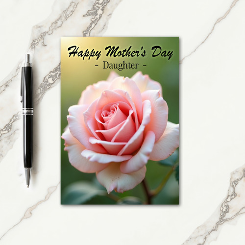 Polka Dot Pink Rose Mothers Day Card