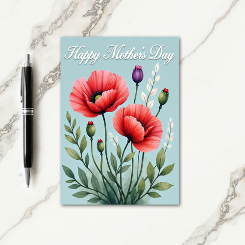 Polka Dot Poppy Floral Card