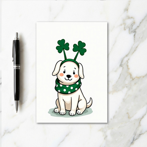 Polka Dot Puppy St Patricks Card