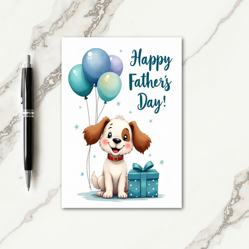 Polka Dot Puppys Fathers Day Card
