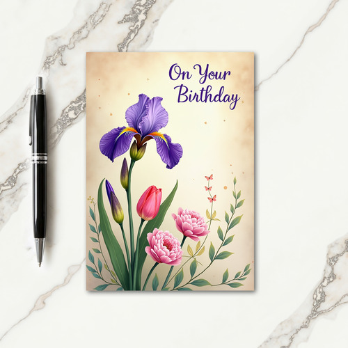 Polka Dot Purple Bloom Card