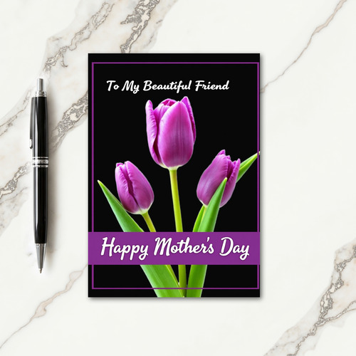 Polka Dot Purple Floral Bloom Card