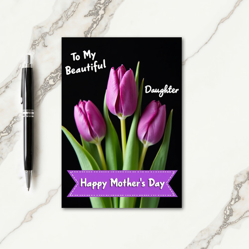 Polka Dot Purple Floral Love Card