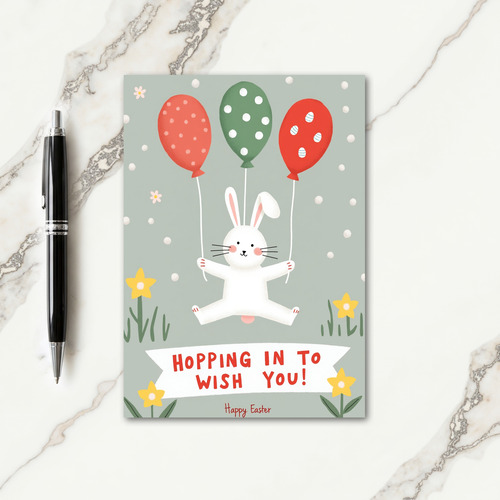 Polka Dot Rabbit Balloon Card