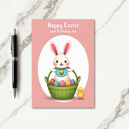 Polka Dot Rabbit Basket Card