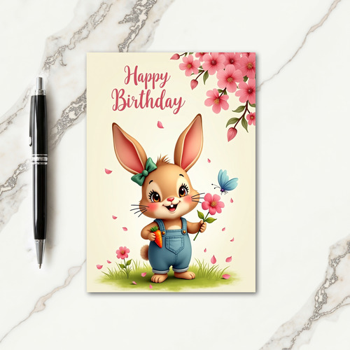 Polka Dot Rabbit Blossom Card