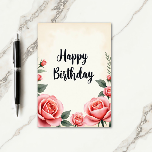 Polka Dot Rose Birthday Card