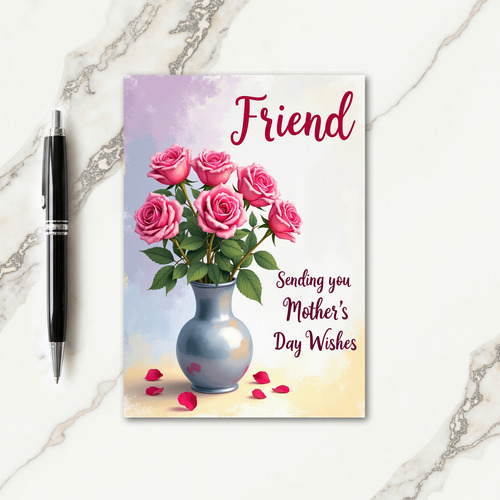Polka Dot Rose Bouquet Friend Card