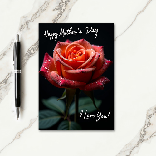 Polka Dot Rose I Love You Card