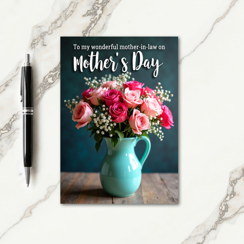 Polka Dot Rose Mother In Law Card