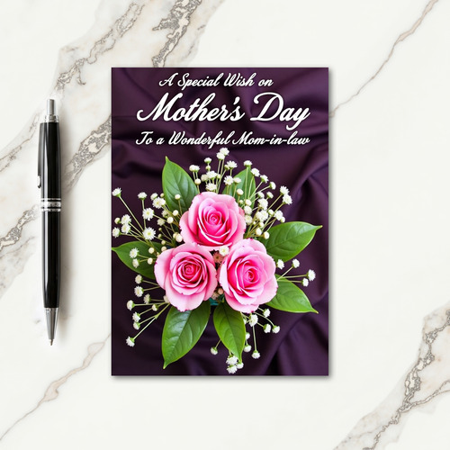 Polka Dot Rose Thanks Card