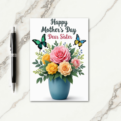 Polka Dot Roses Bouquet Card