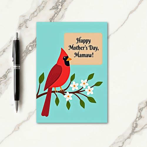 Polka Dot Scarlet Bird Card