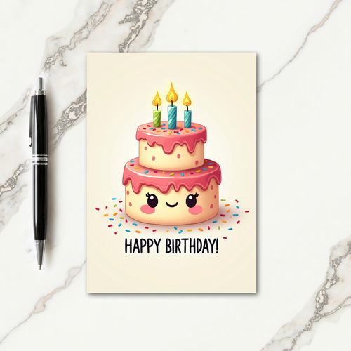 Polka Dot Smiling Cake Card