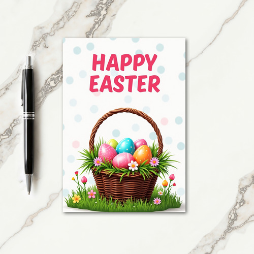 Polka Dot Spring Basket Card