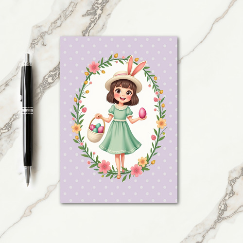 Polka Dot Spring Girl Card