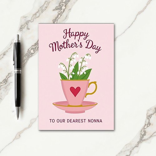 Polka Dot Teacup Bouquet Card