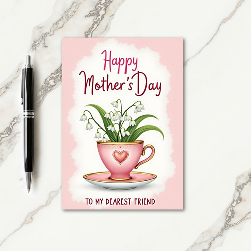 Polka Dot Teacup Floral Card